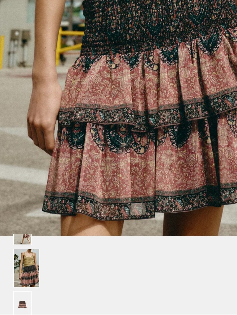 Zara Pink Paisley Tiered Mini Skirt with Black Trim - Picture 11 of 12